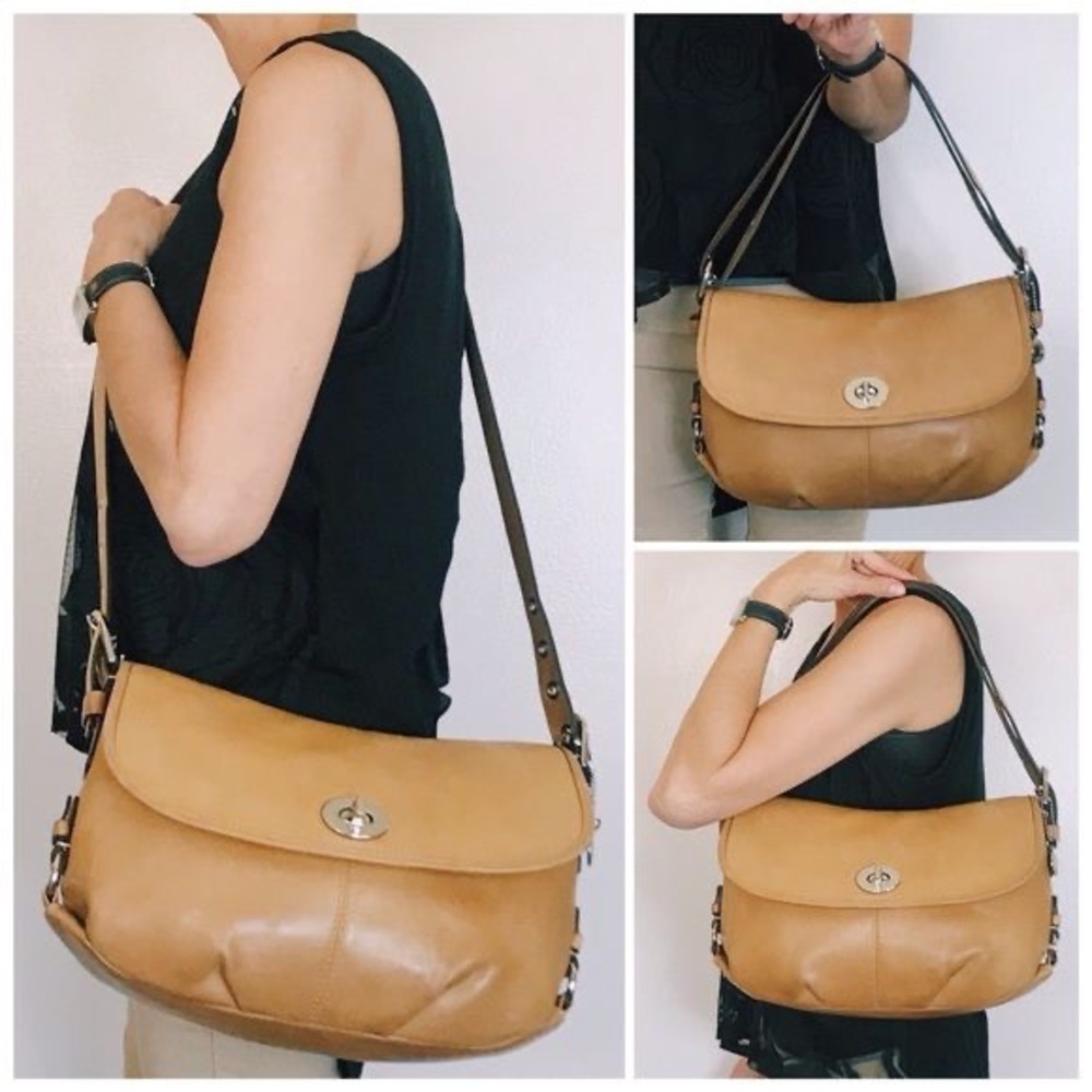 Elegant Tan Leather Shoulder Bag soho